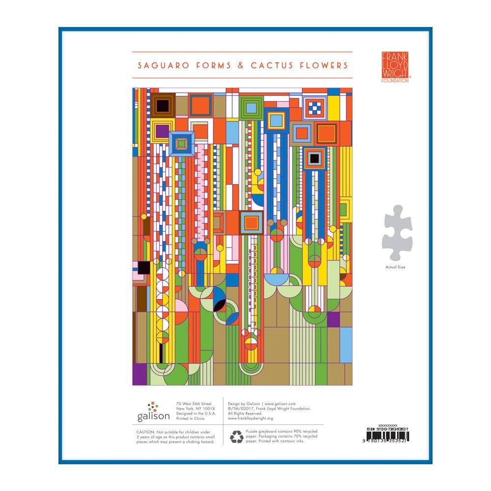 Saguaro Forms and Cactus Flowers (Frank Lloyd Wright), 1000-piece foil-accented puzzle, Galison