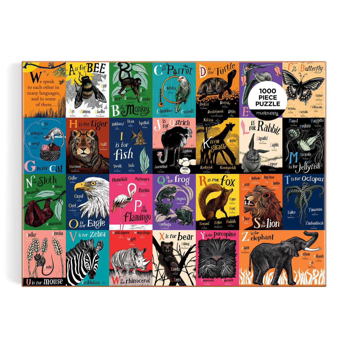 A is for Bee: An Alphabet in Translation, 1000-piece puzzle, Mudpuppy