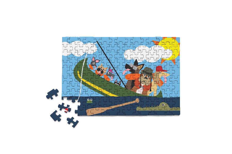 Dogs in Canoe, 150-piece mini puzzle, Micro Puzzles