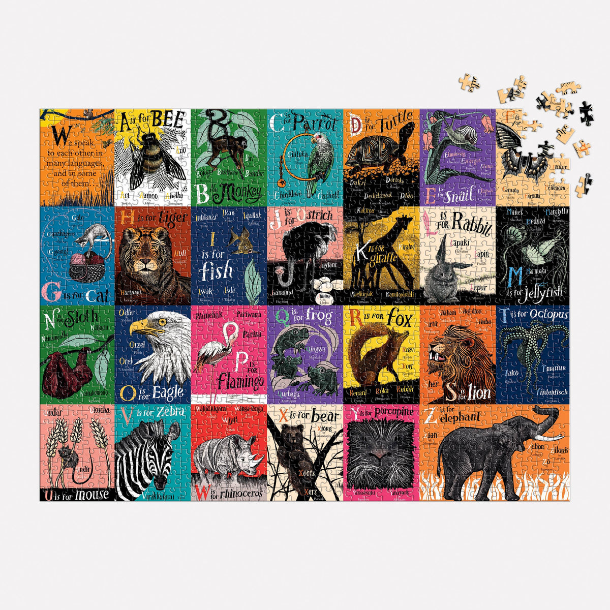 A is for Bee: An Alphabet in Translation, 1000-piece puzzle, Mudpuppy