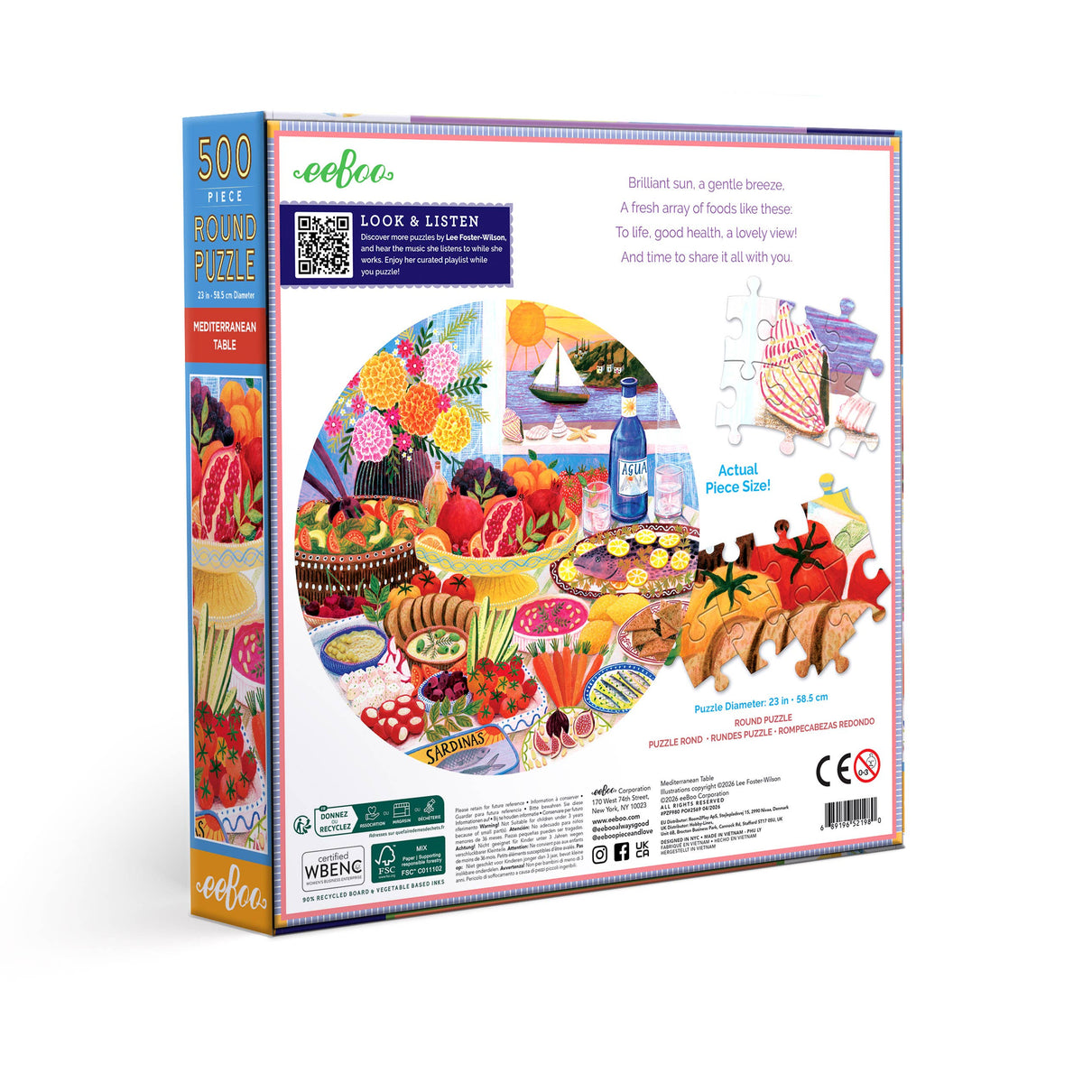 Mediterranean Table, 500-piece round puzzle, eeBoo
