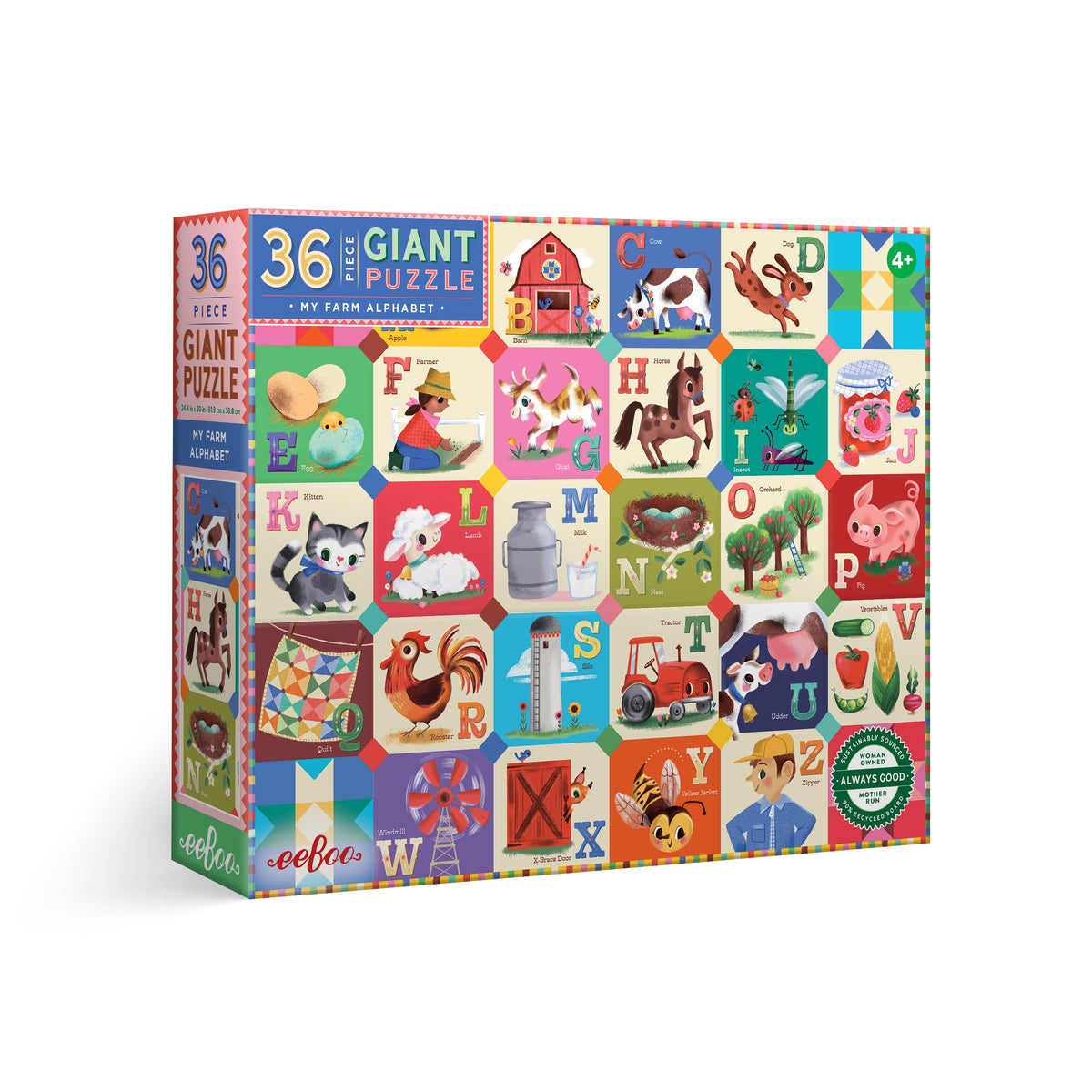 My Farm Alphabet, 36-piece kids' puzzle, eeBoo