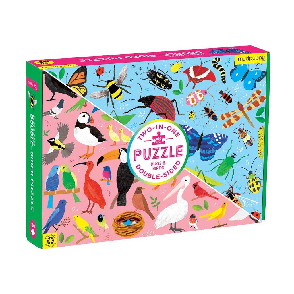 Bugs & Birds, 100-piece kids' double-sided puzzle, Mudpuppy
