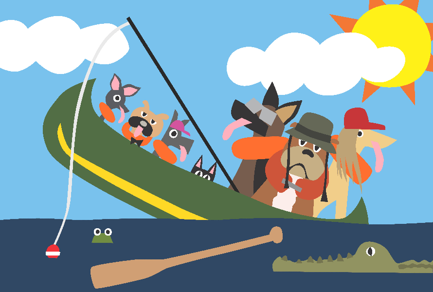Dogs in Canoe, 150-piece mini puzzle, Micro Puzzles