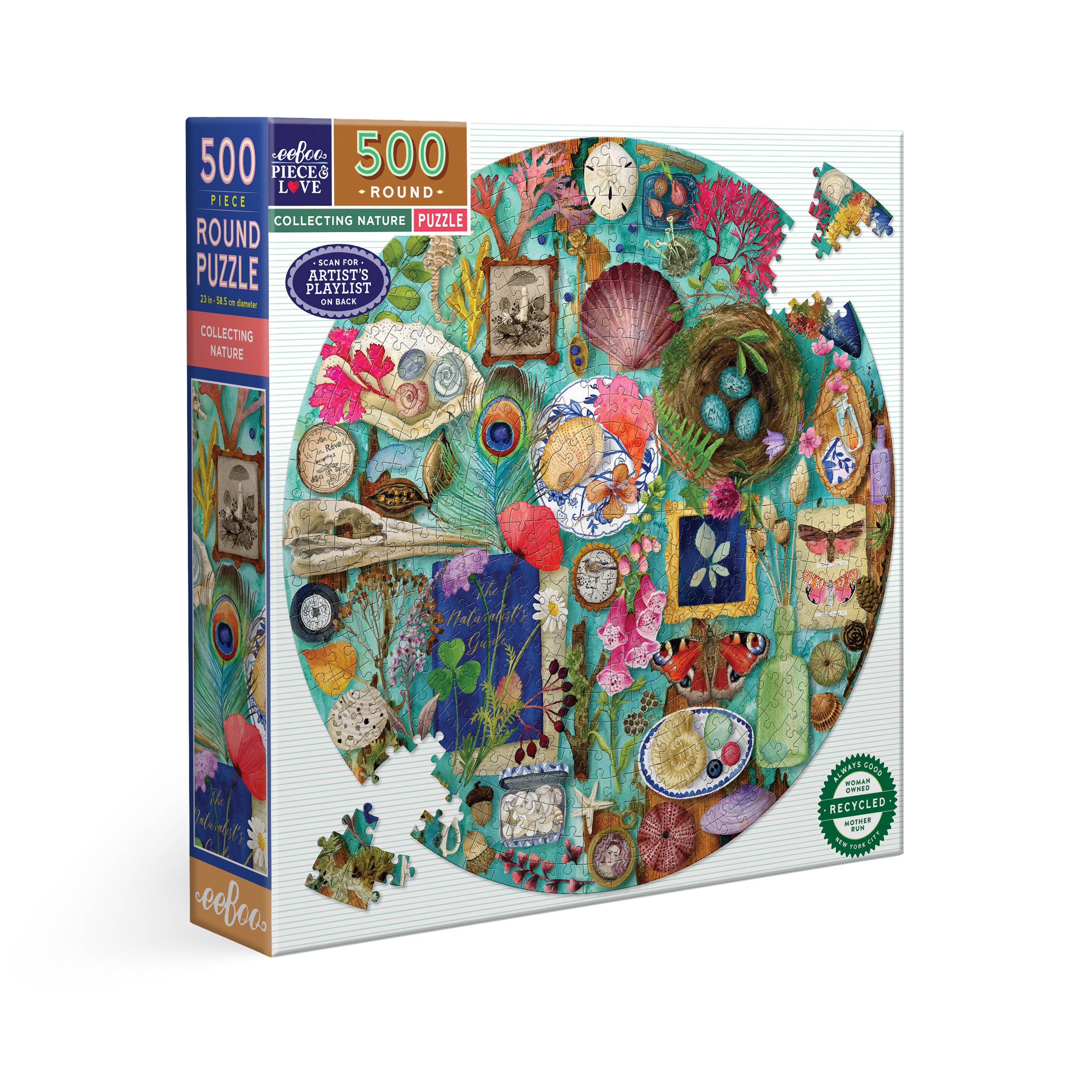 Collecting Nature, 500-piece round puzzle, eeBoo