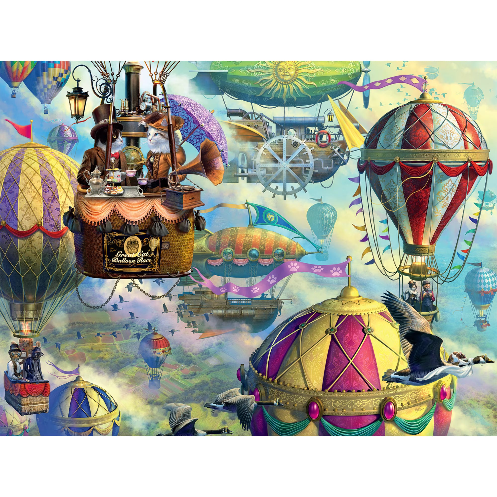 Cat Balloon Race, 750-piece puzzle, Buffalo Games