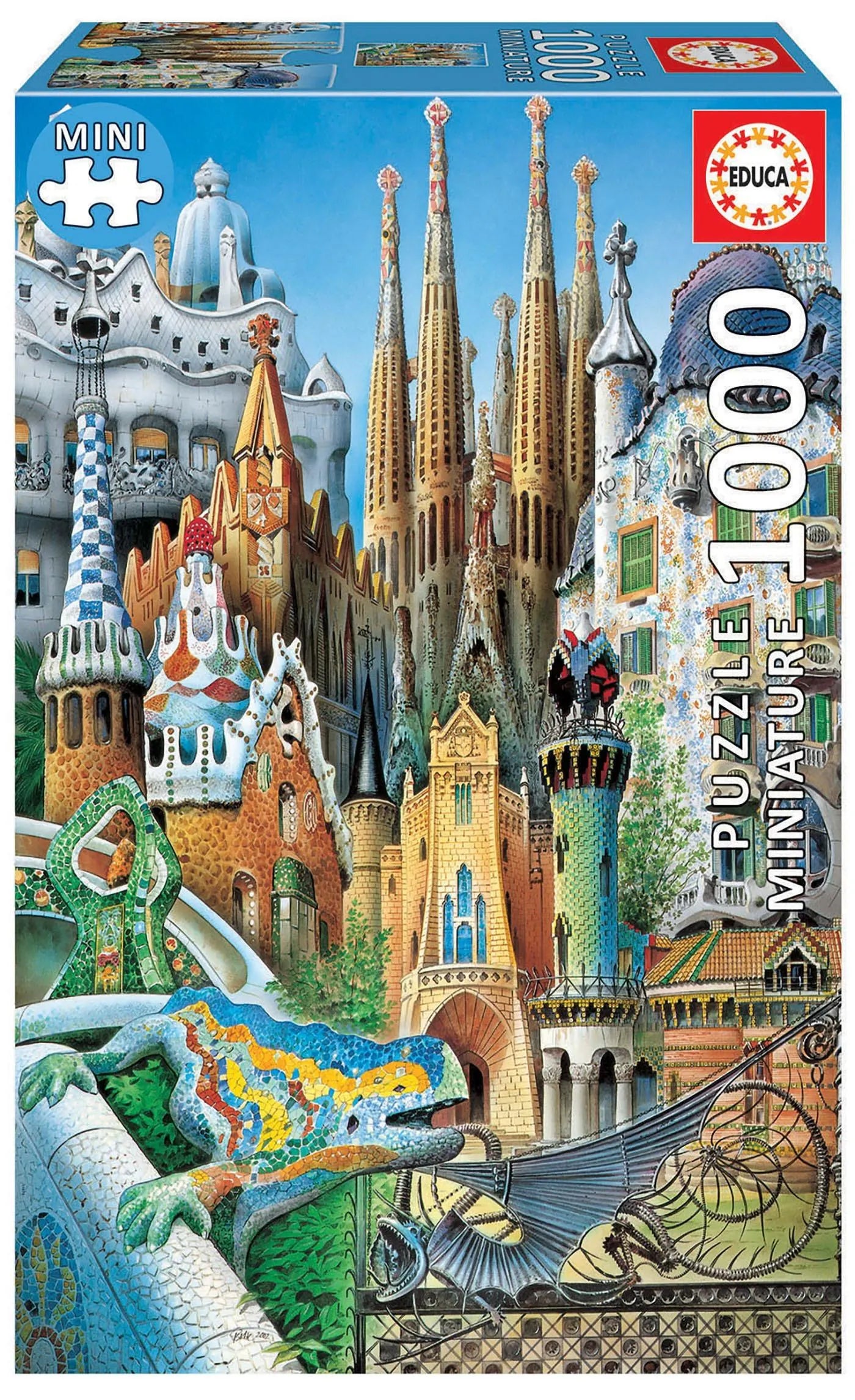 Collage Gaudi, 1000-piece mini puzzle, Educa