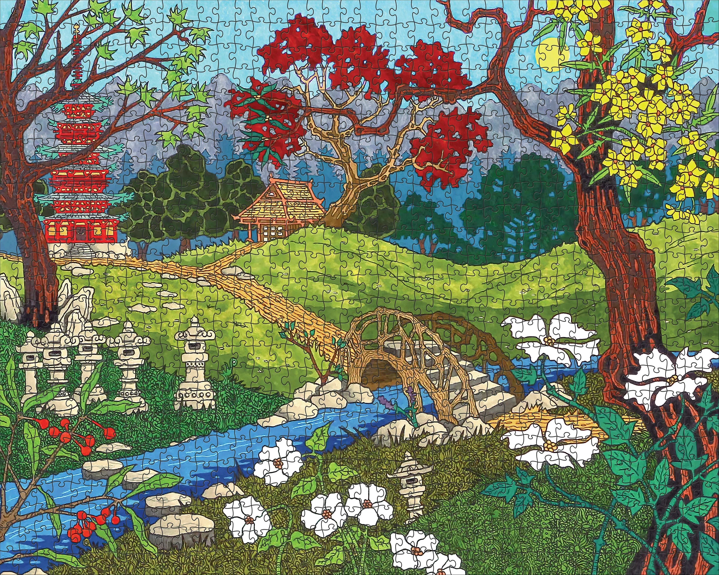 At the Japanese Garden - CJ Hurley, 1000-piece puzzle, Pomegranate