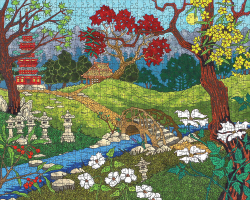 At the Japanese Garden - CJ Hurley, 1000-piece puzzle, Pomegranate