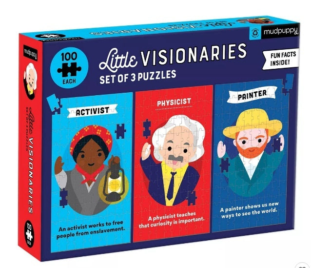 Little Visionaries, 3 x 100-piece kids' puzzles, Mudpuppy