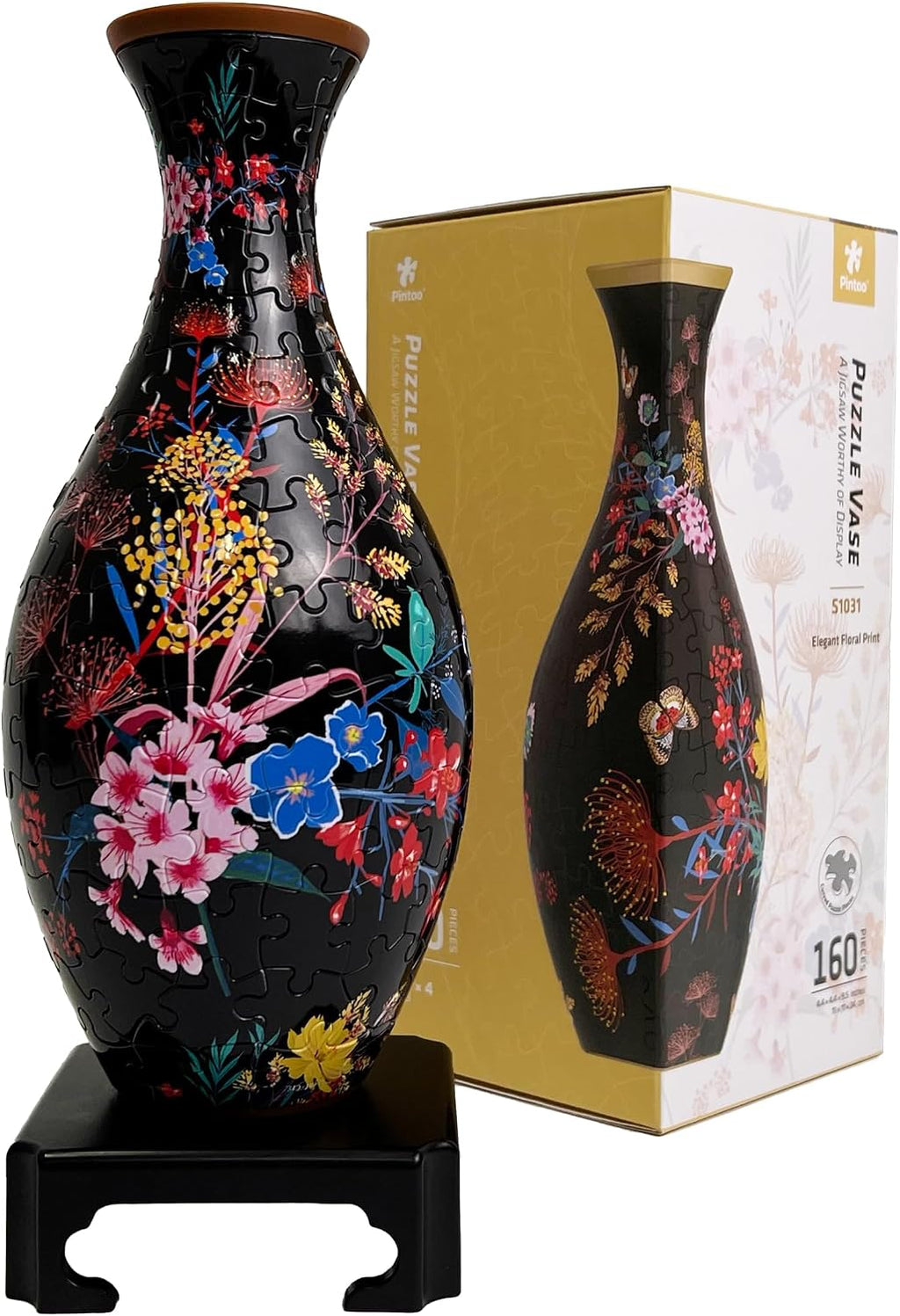Elegant Floral Print 3-D Vase, 160-piece 3D puzzle, Pintoo