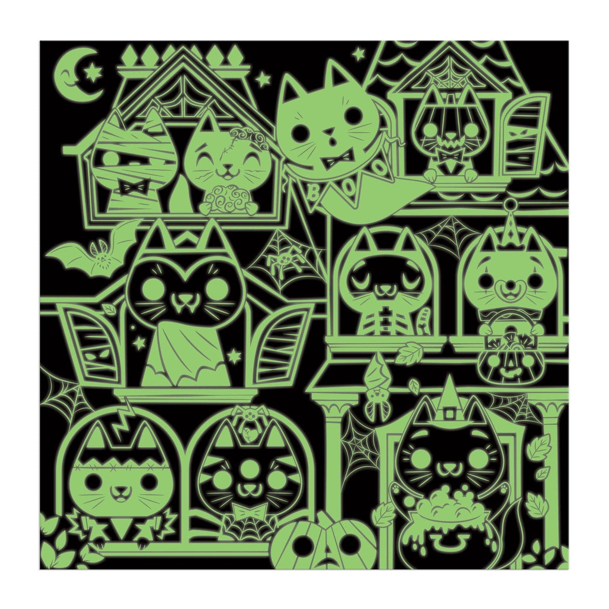 Haunted House Cats, 300-piece glow-in-the-dark kids' puzzle, Mudpuppy