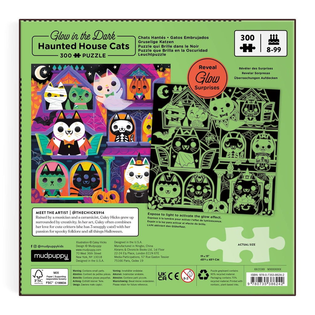 Haunted House Cats, 300-piece glow-in-the-dark kids' puzzle, Mudpuppy