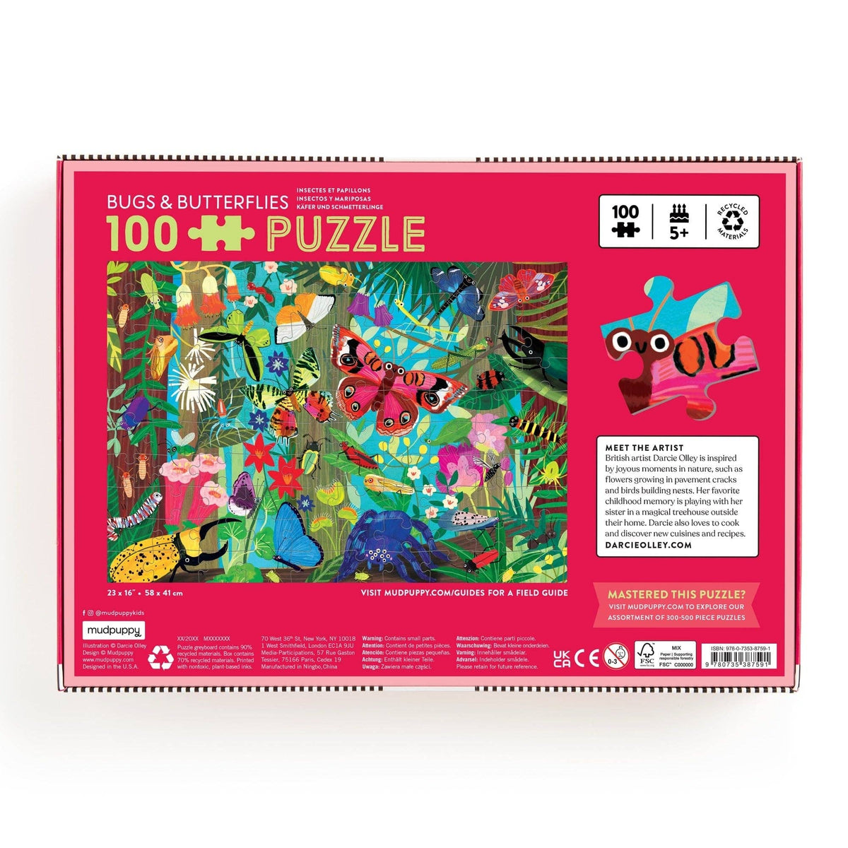 Bugs and Butterflies, 100-piece kids' puzzle, Mudpuppy