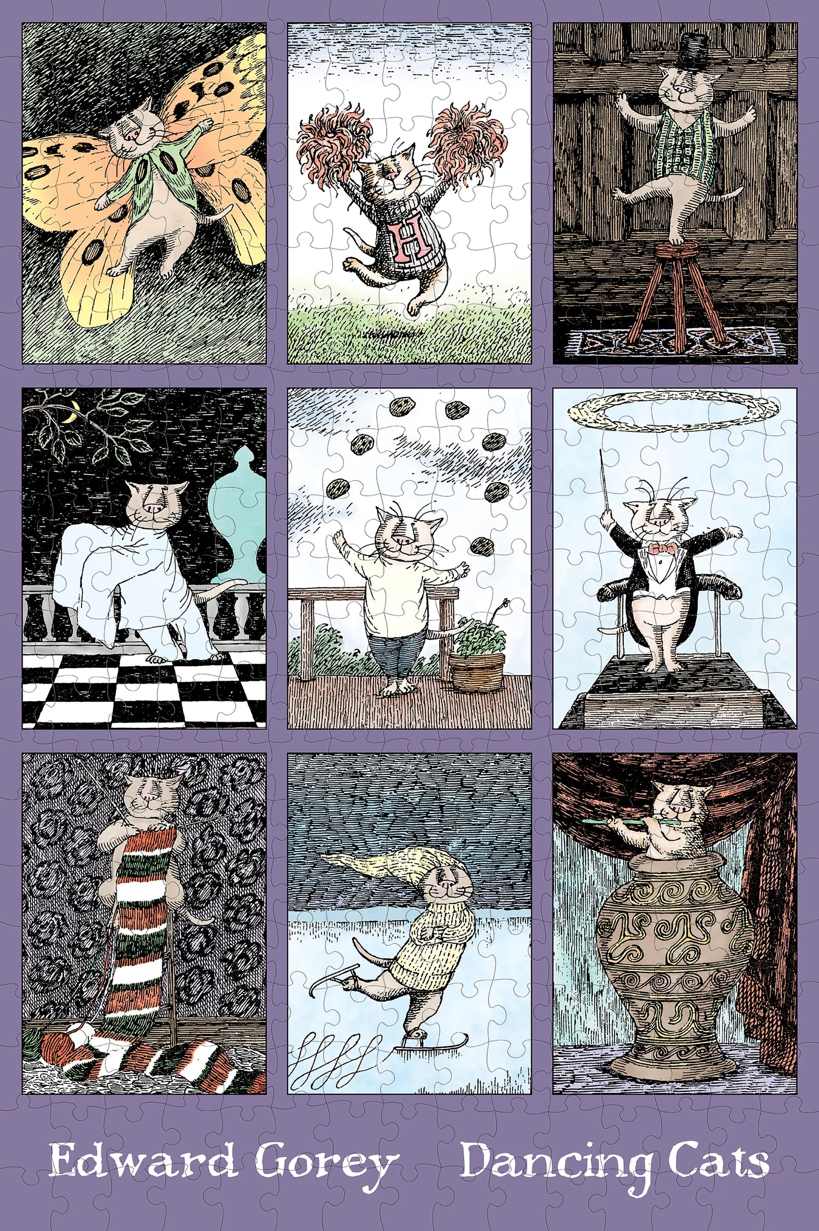 Dancing Cats - Edward Gorey, 300-piece puzzle, Pomegranate