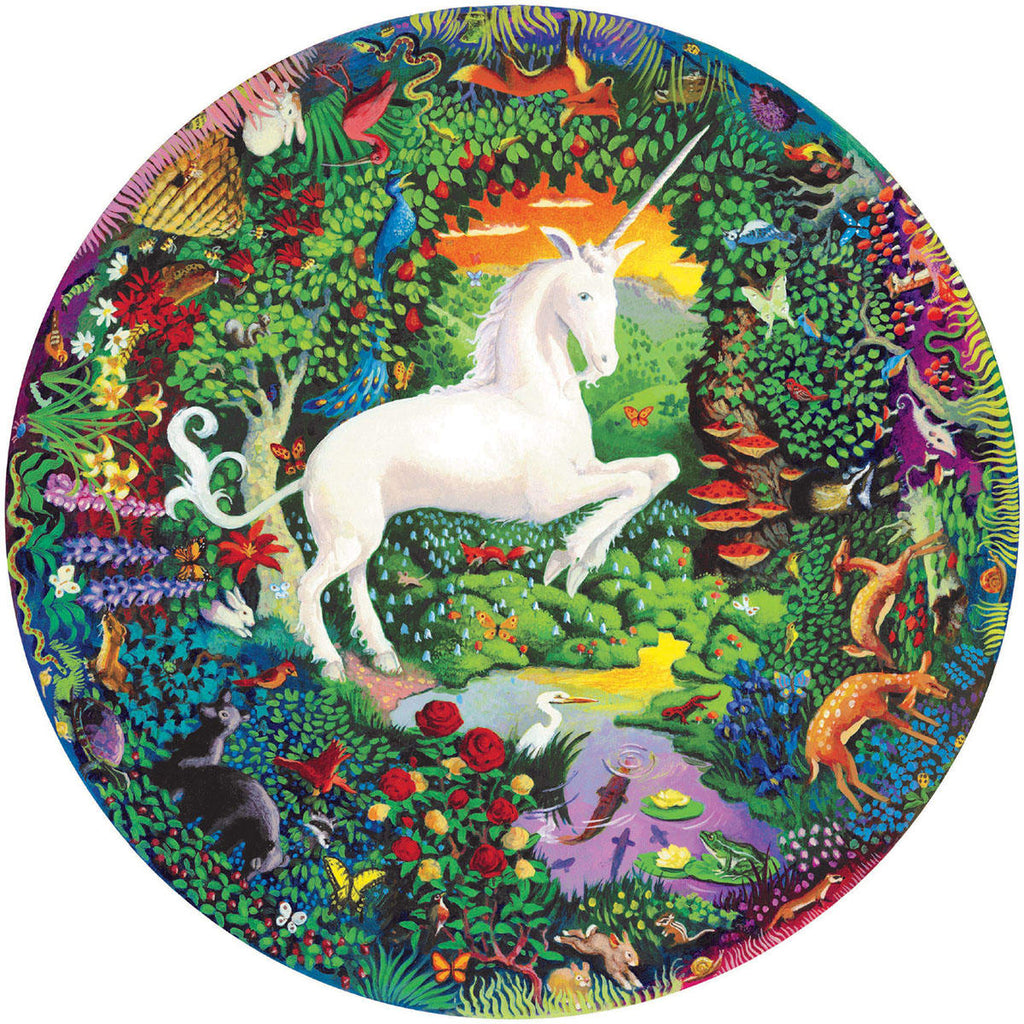Unicorn Garden, 500-piece round puzzle, eeBoo