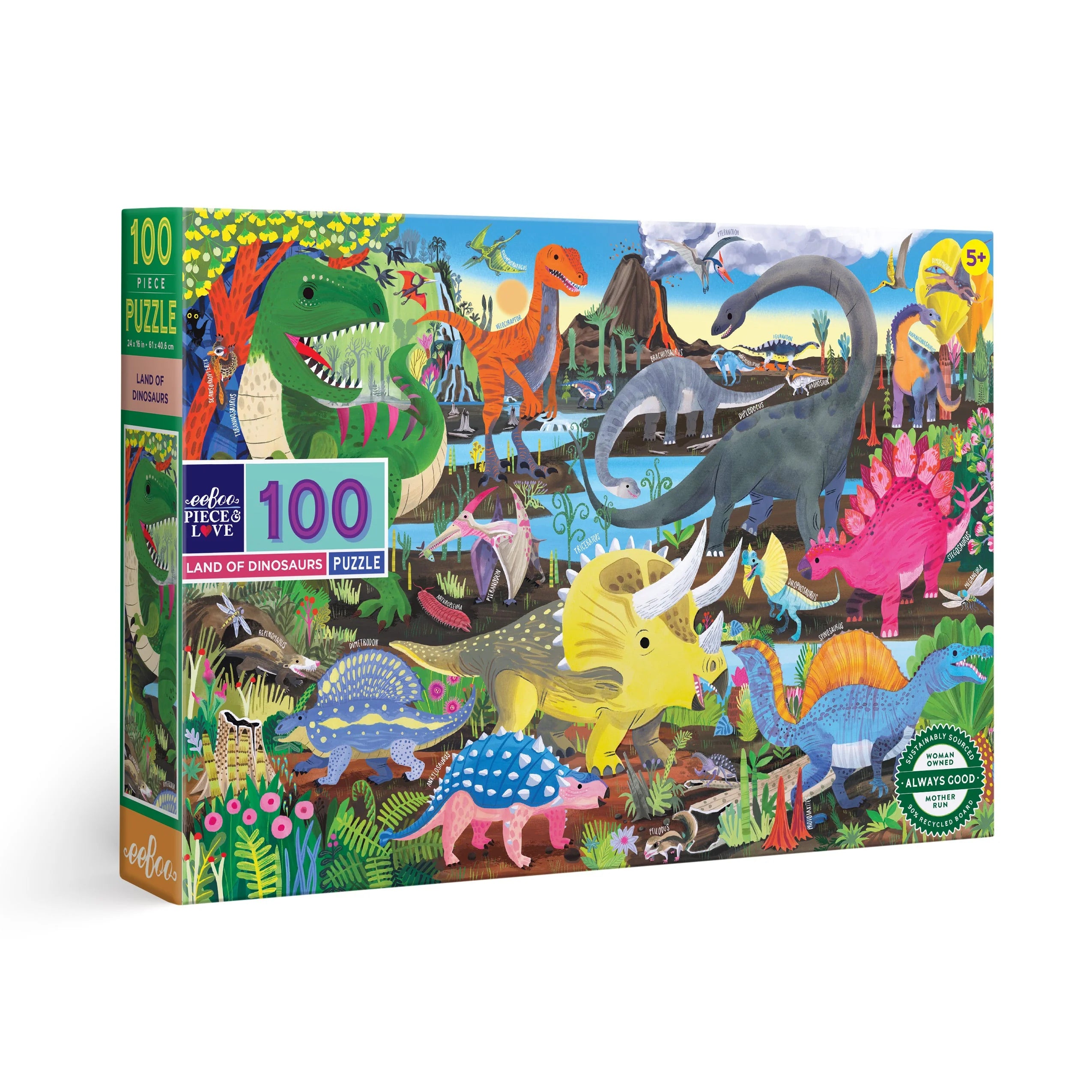 Land of Dinosaurs, 100-piece puzzle, eeBoo