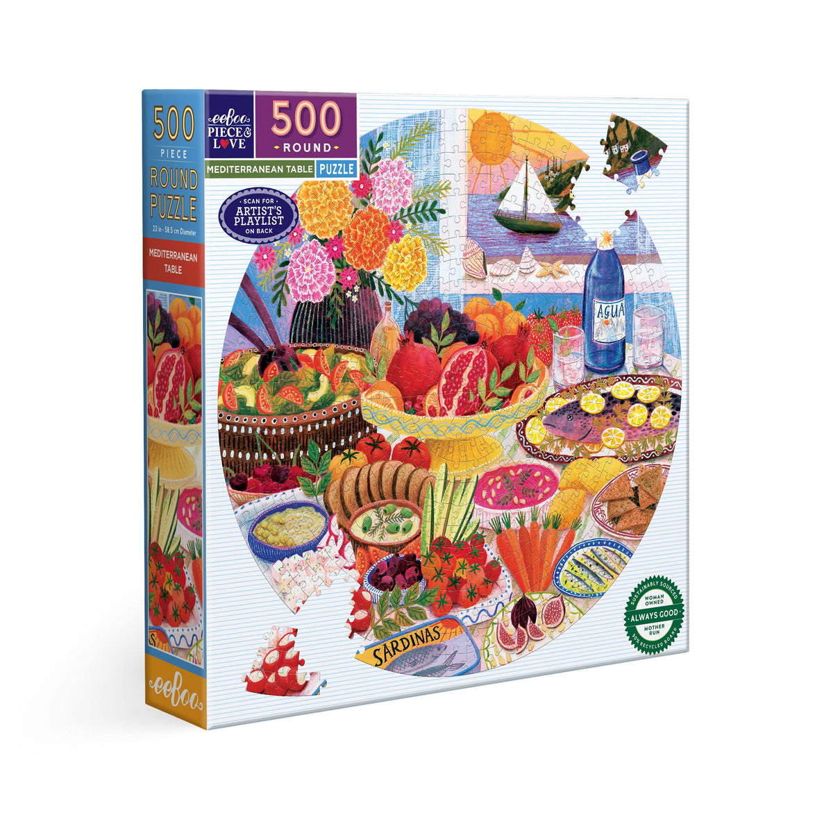 Mediterranean Table, 500-piece round puzzle, eeBoo