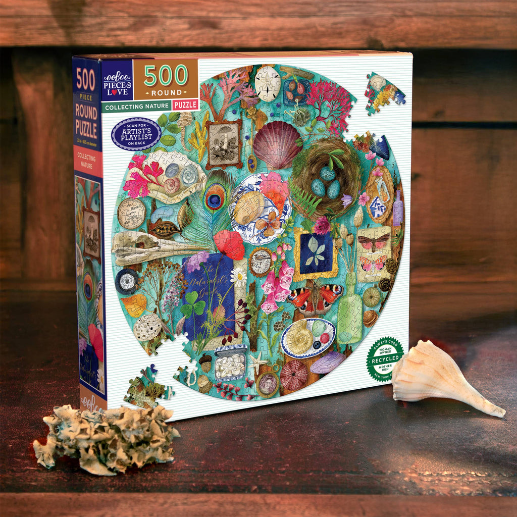 Collecting Nature, 500-piece round puzzle, eeBoo