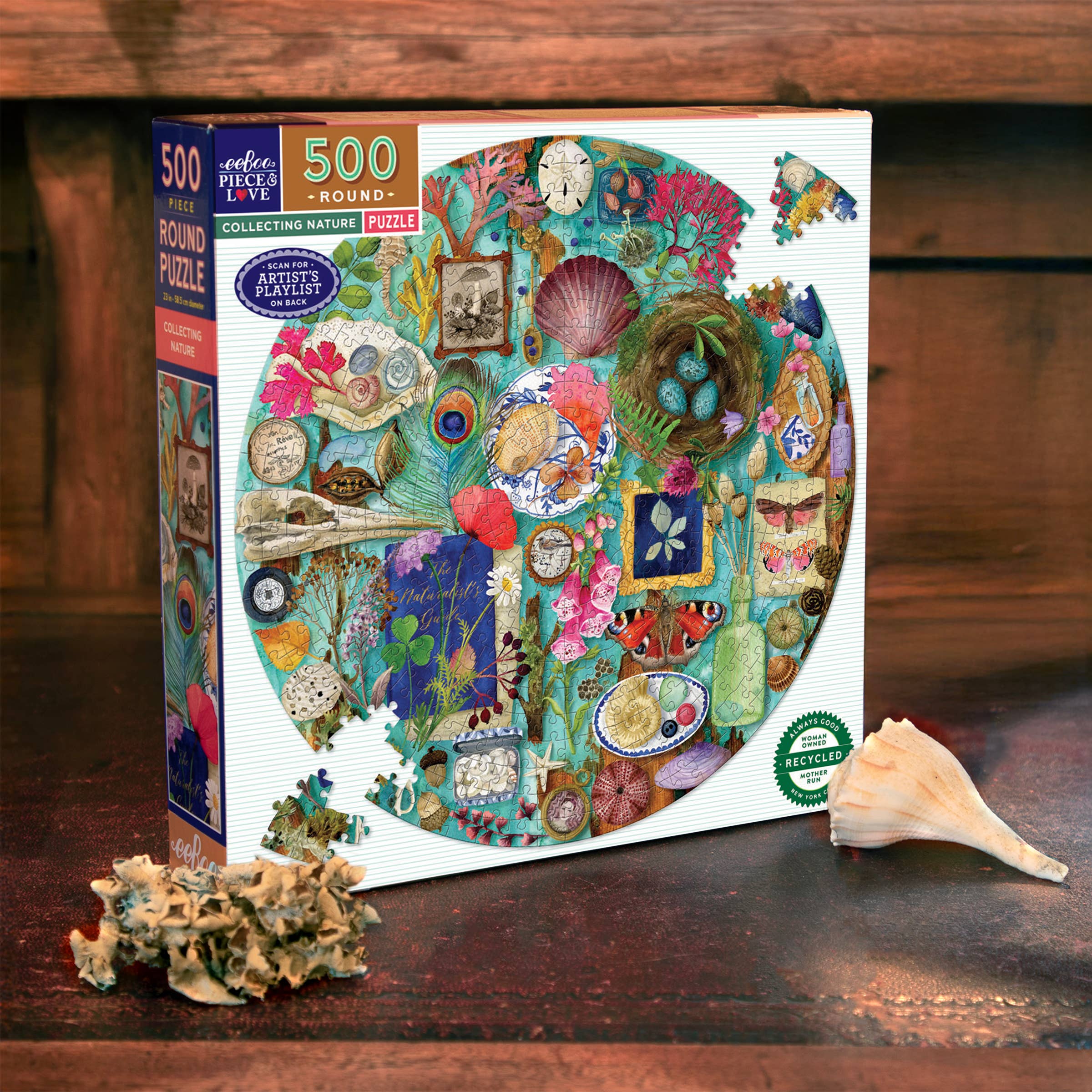 Collecting Nature, 500-piece round puzzle, eeBoo