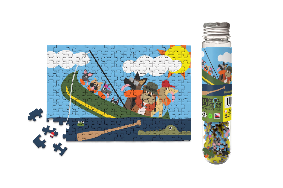Dogs in Canoe, 150-piece mini puzzle, Micro Puzzles