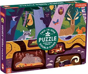 Forest Above and Below, 100-piece kids' double-sided puzzle, Mudpuppy