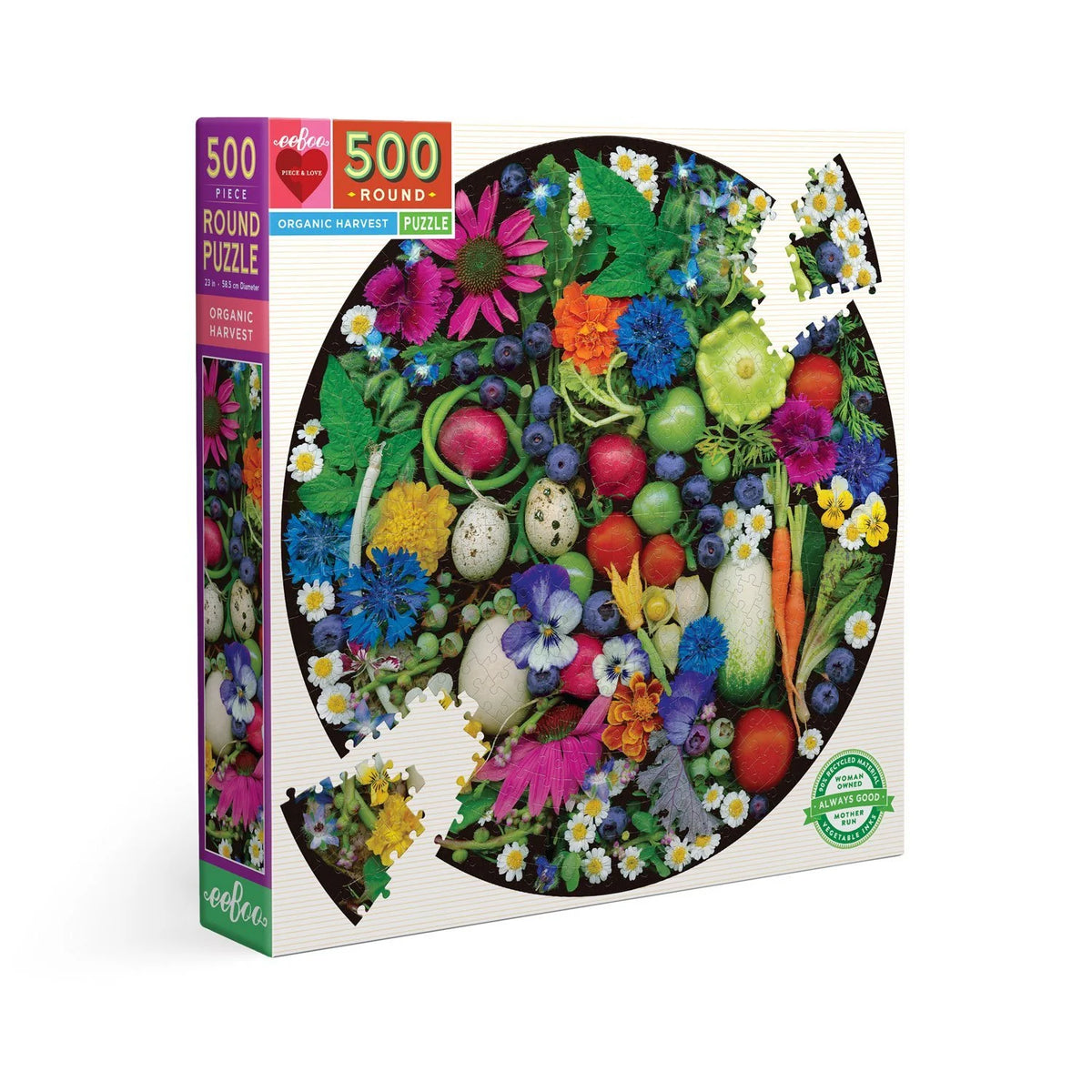 Organic Harvest, 500-piece round puzzle, eeBoo