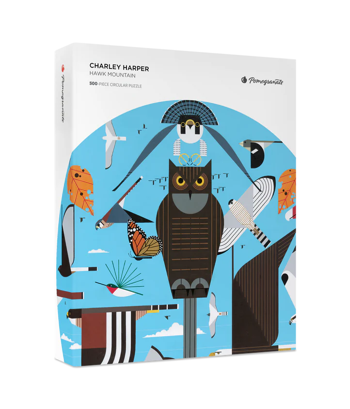 Hawk Mountain - Charley Harper, 500-piece round puzzle, Pomegranate