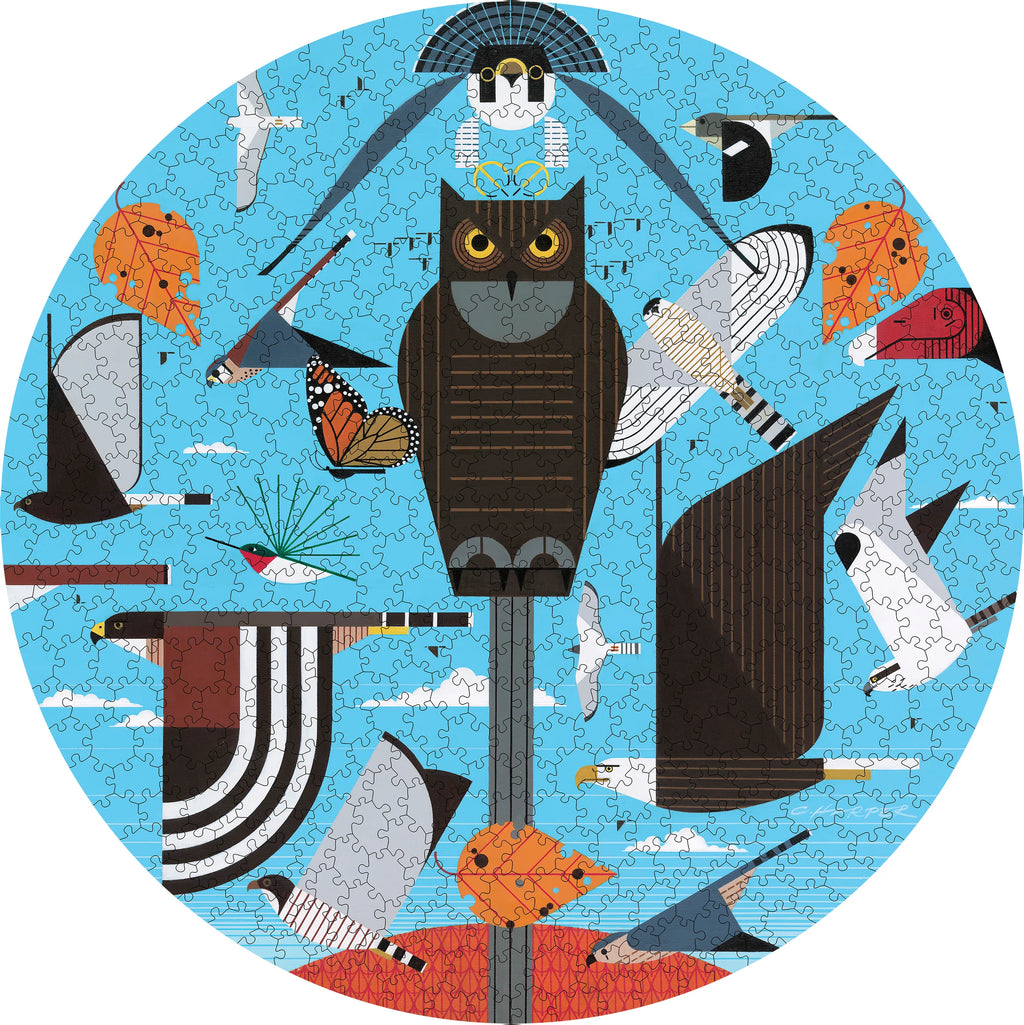 Hawk Mountain - Charley Harper, 500-piece round puzzle, Pomegranate
