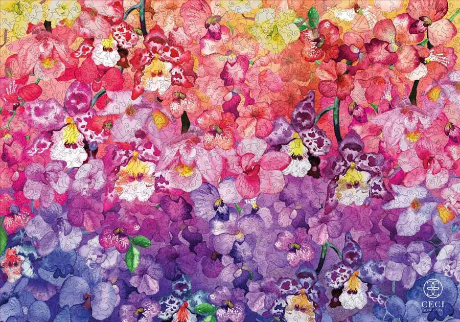 Orchid Bouquet, 1000-piece wooden puzzle, Mosaic Puzzles
