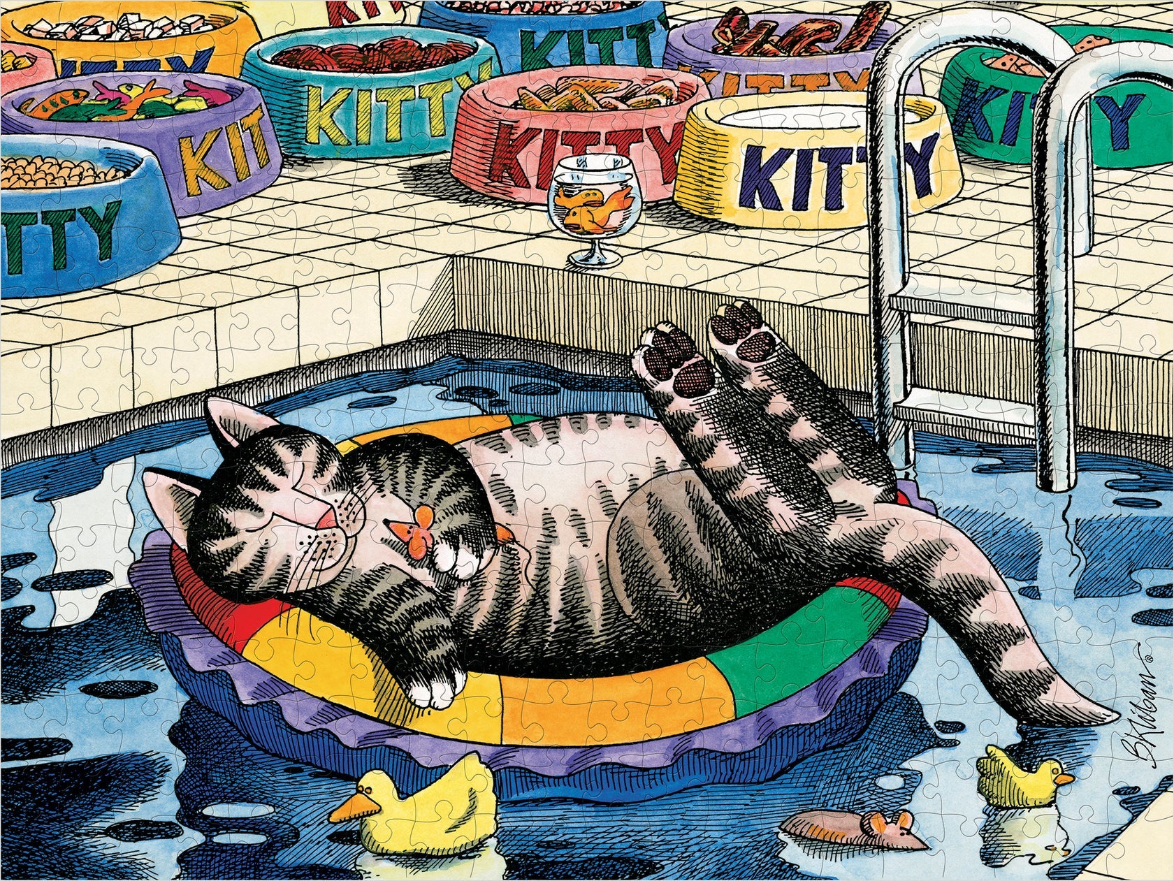 Pool Cat - B. Kliban, 300-piece puzzle, Pomegranate