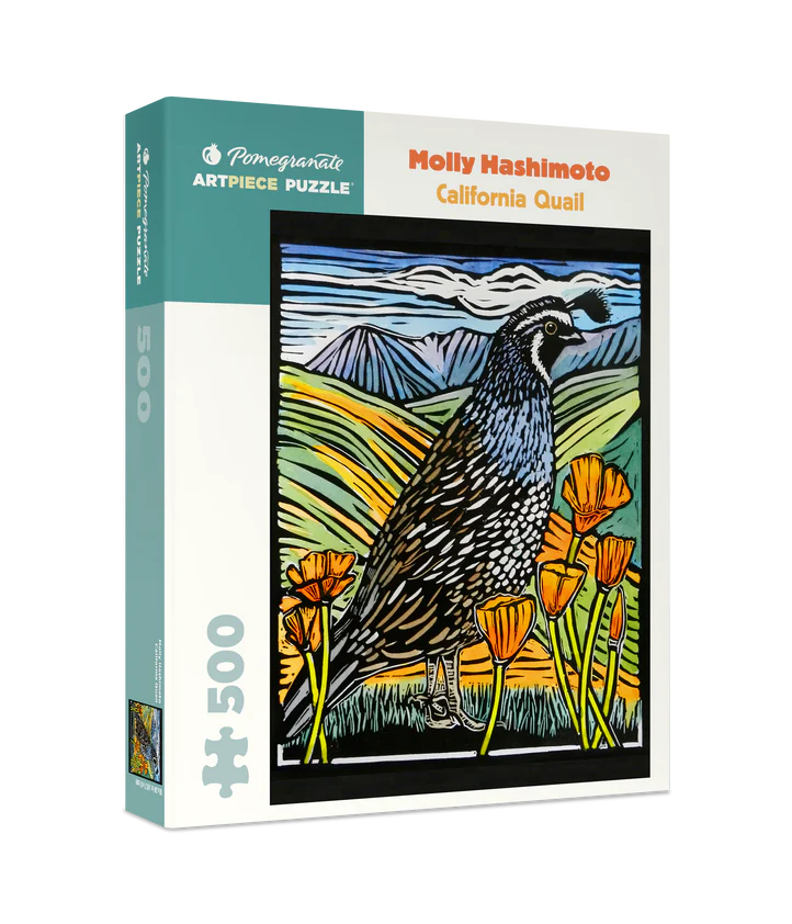 California Quail - Molly Hashimoto, 500-piece puzzle, Pomegranate