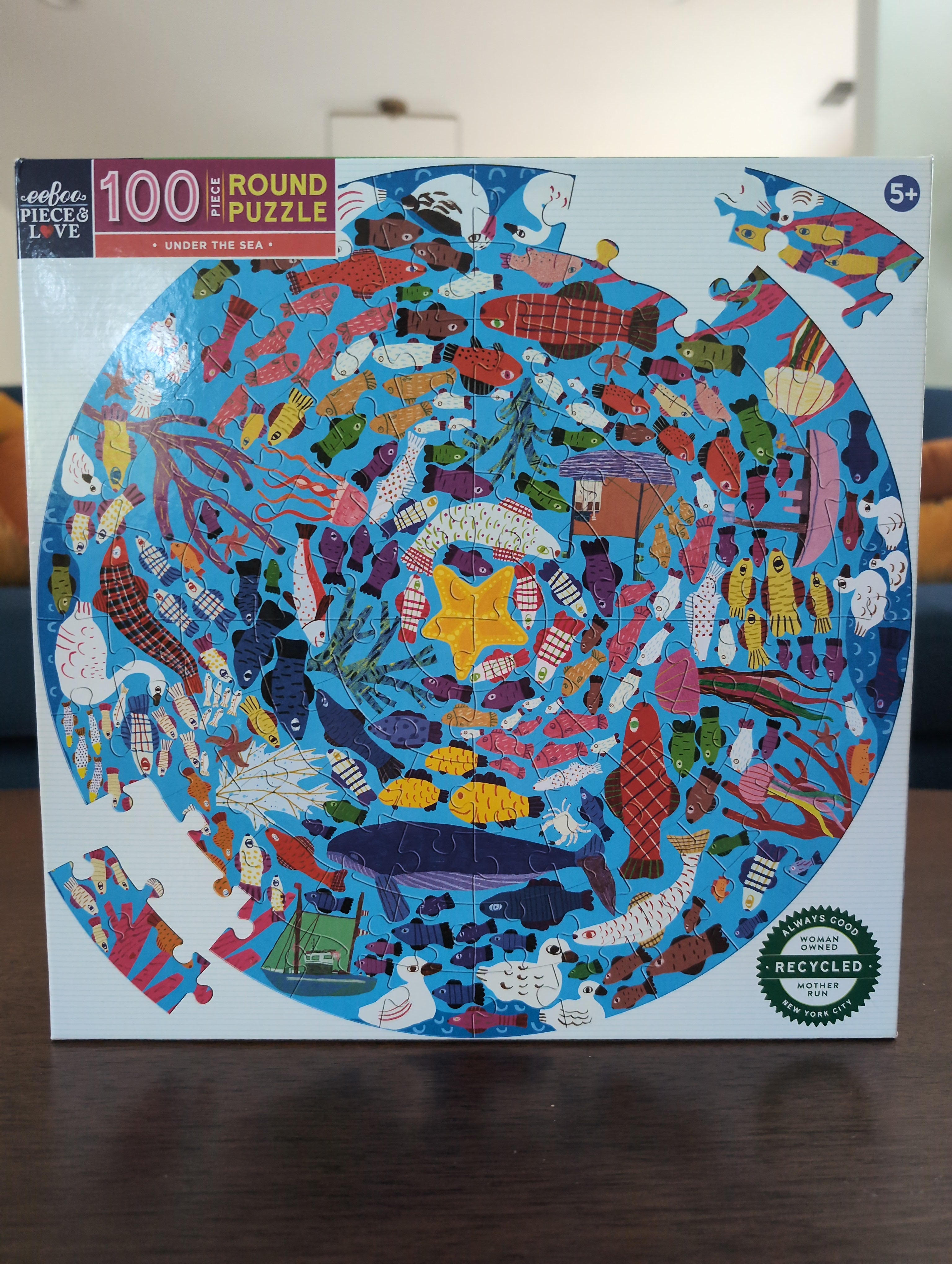 Under the Sea, 100-piece round puzzle, eeBoo