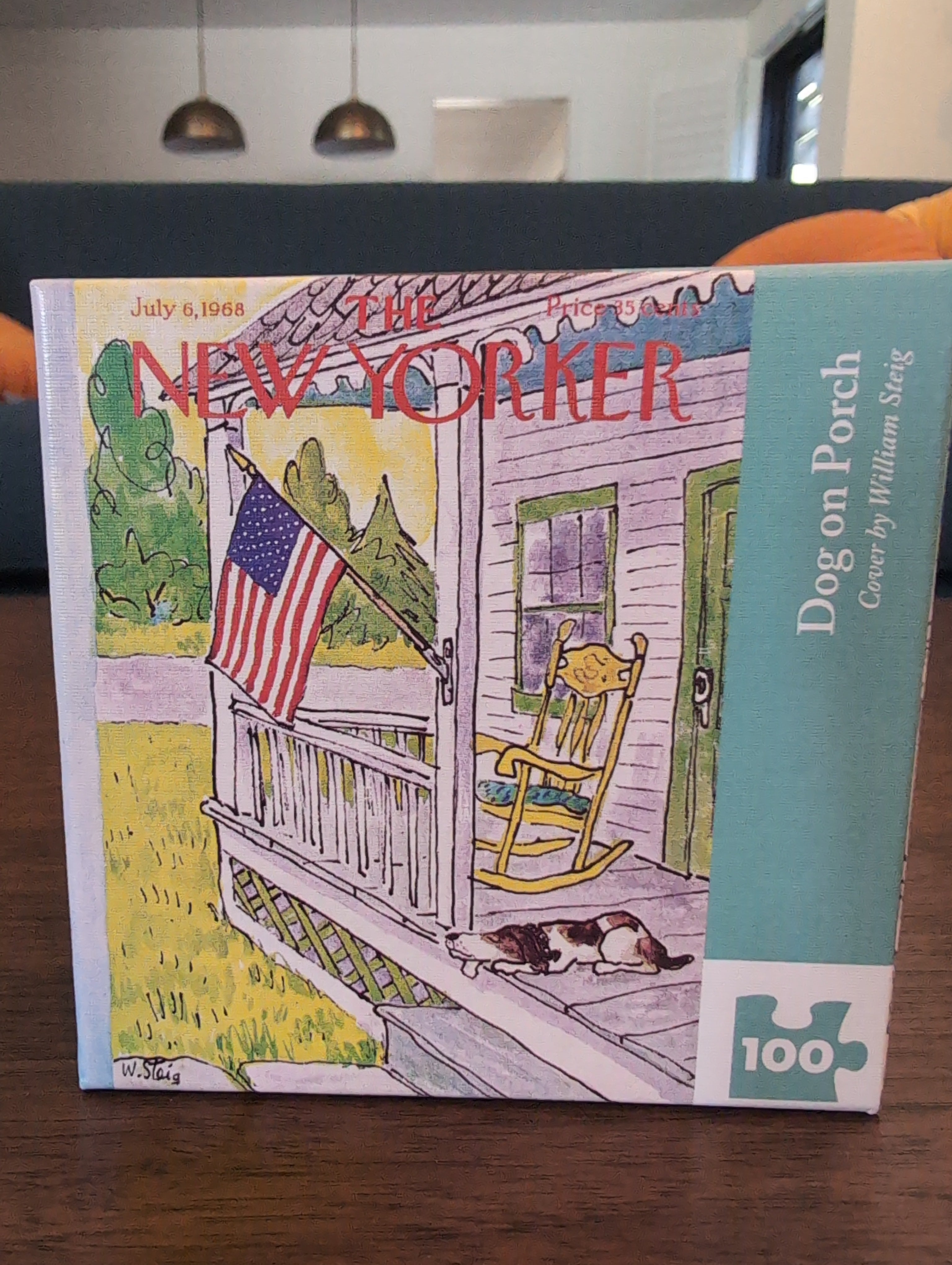Dog on Porch, 100-piece mini puzzle, New York Puzzle Company