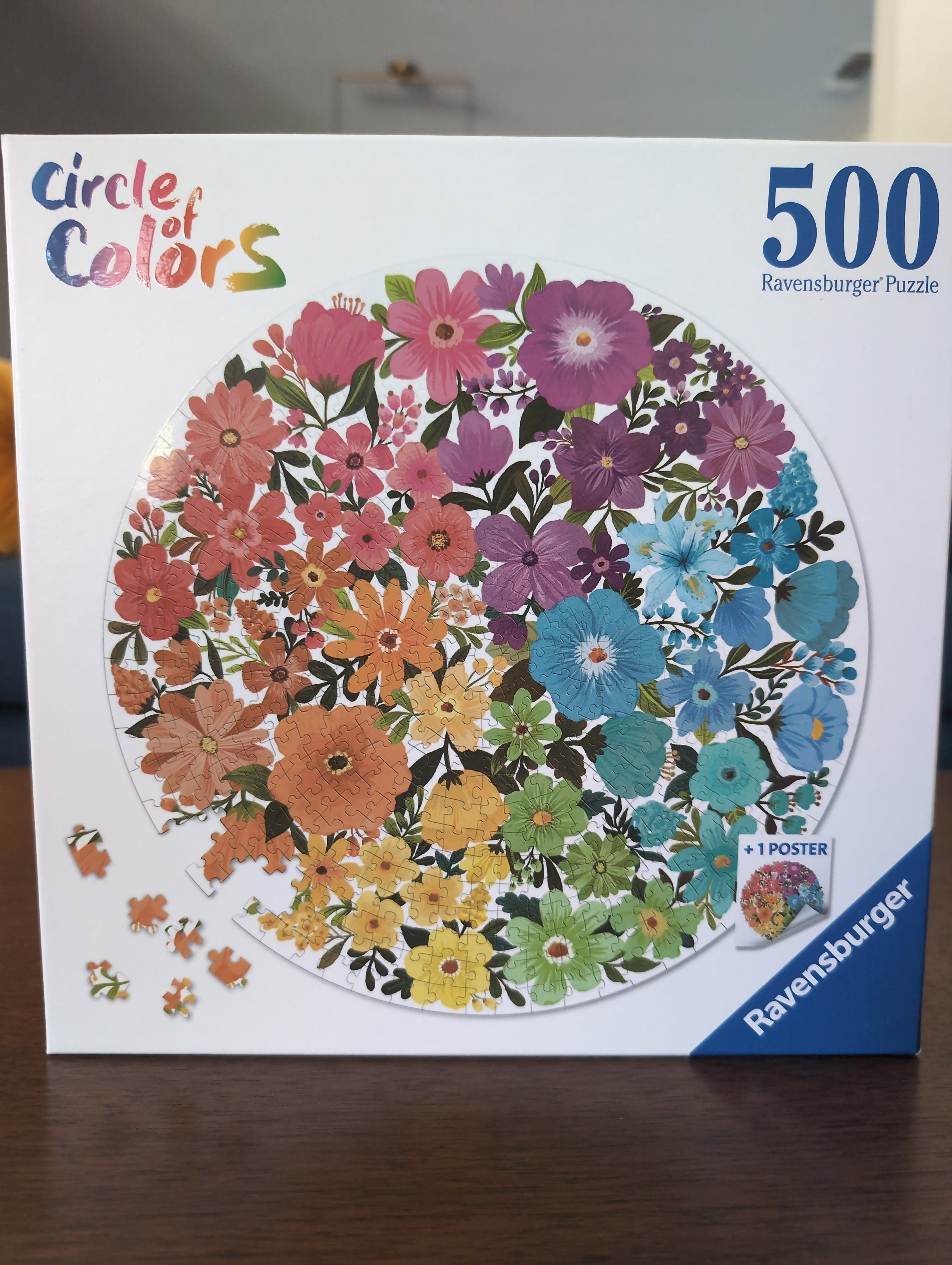 Flowers (Circle of Colors), 500-piece round puzzle, Ravensburger