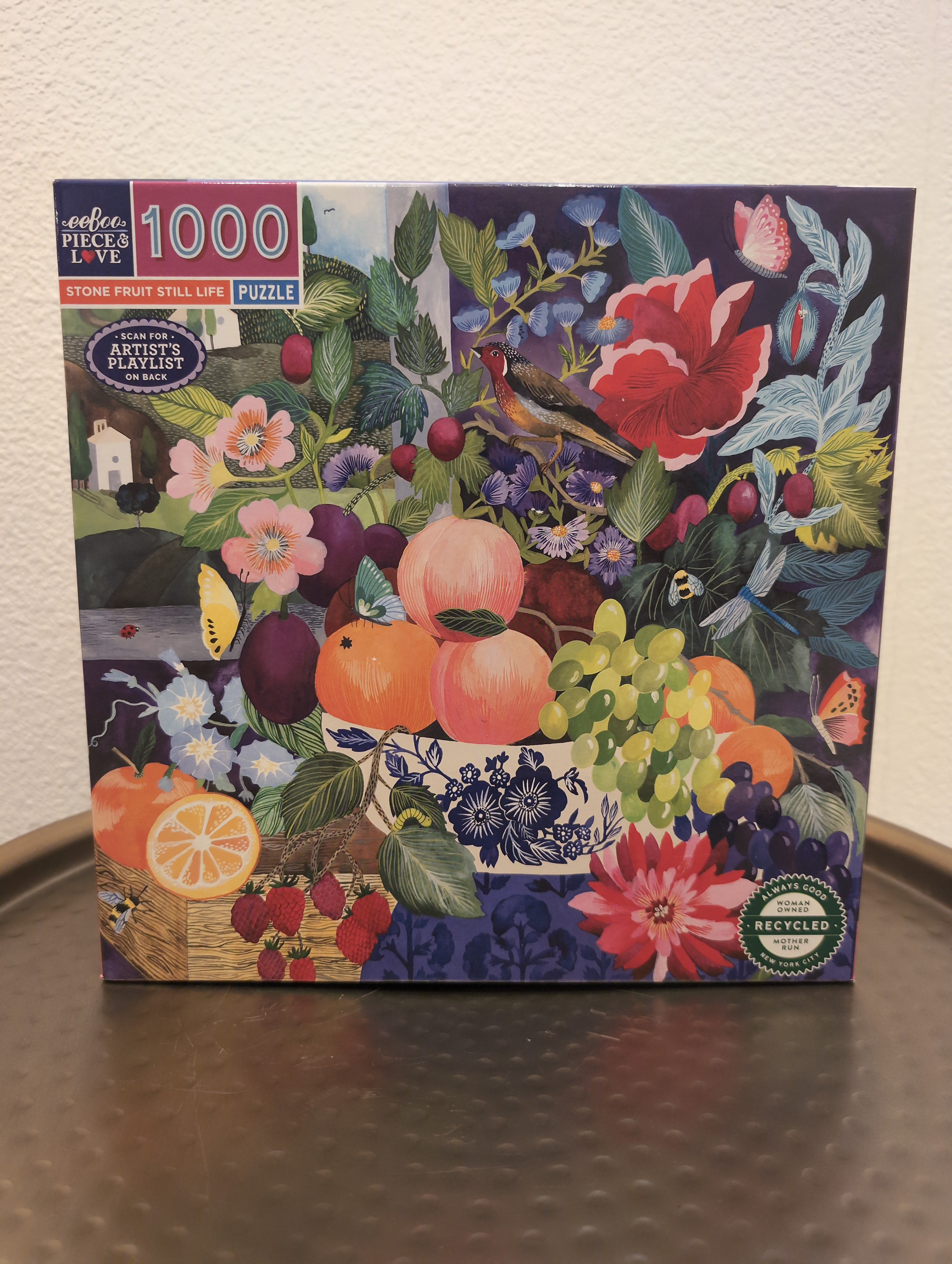 Stone Fruit Still Life, 1000-piece puzzle, eeBoo