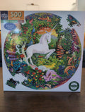 Unicorn Garden, 500-piece round puzzle, eeBoo