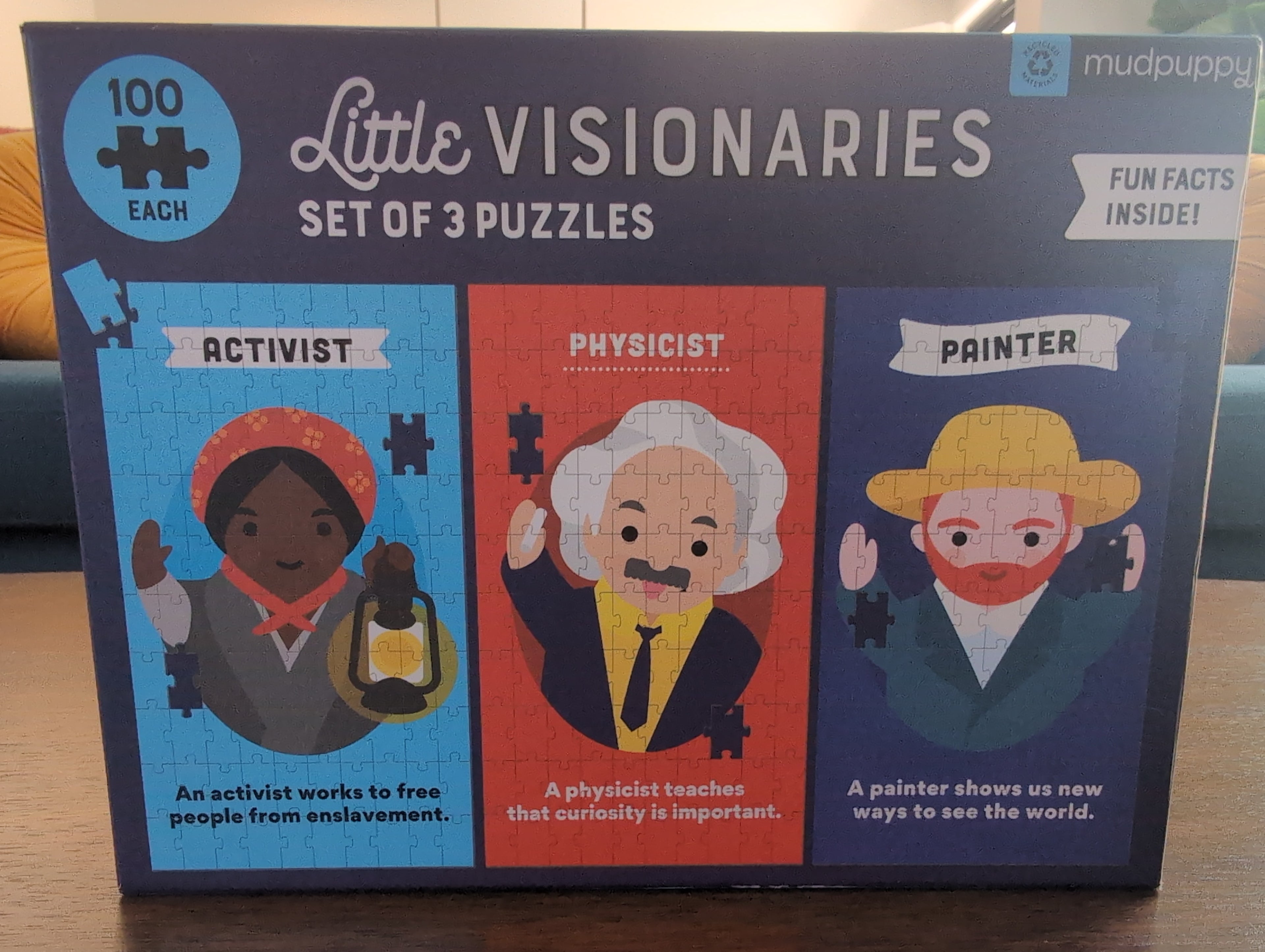 Little Visionaries, 3 x 100-piece kids' puzzles, Mudpuppy