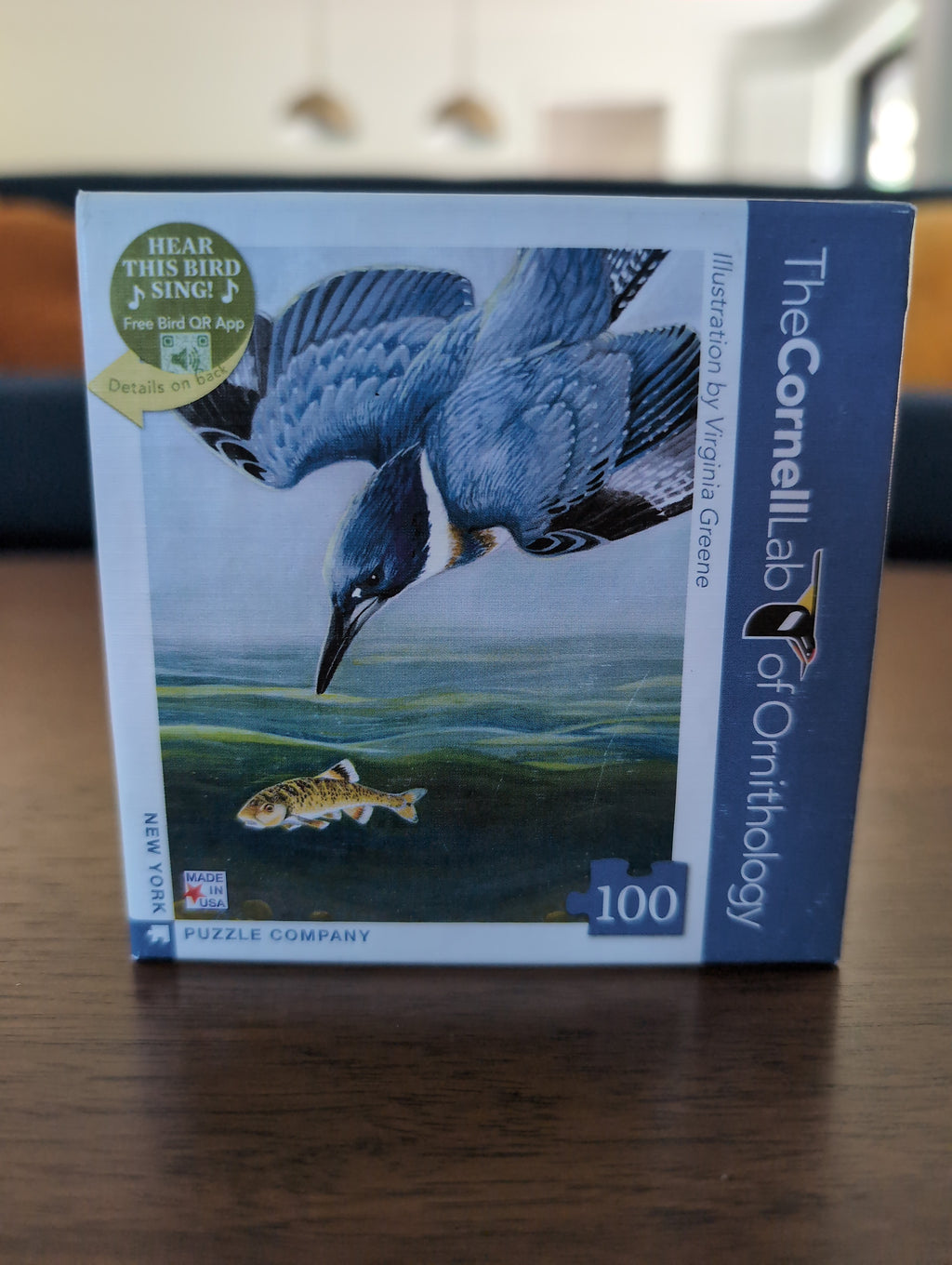 Belted Kingfisher (Cornell Lab of Ornithology), 100-piece puzzle, New York Puzzle Company