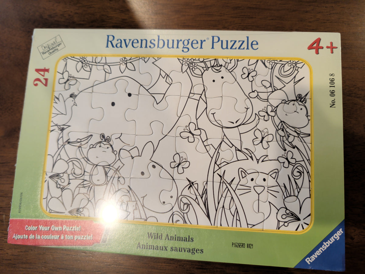 Wild Animals, 24-piece color-your-own kids' puzzle, Ravensburger