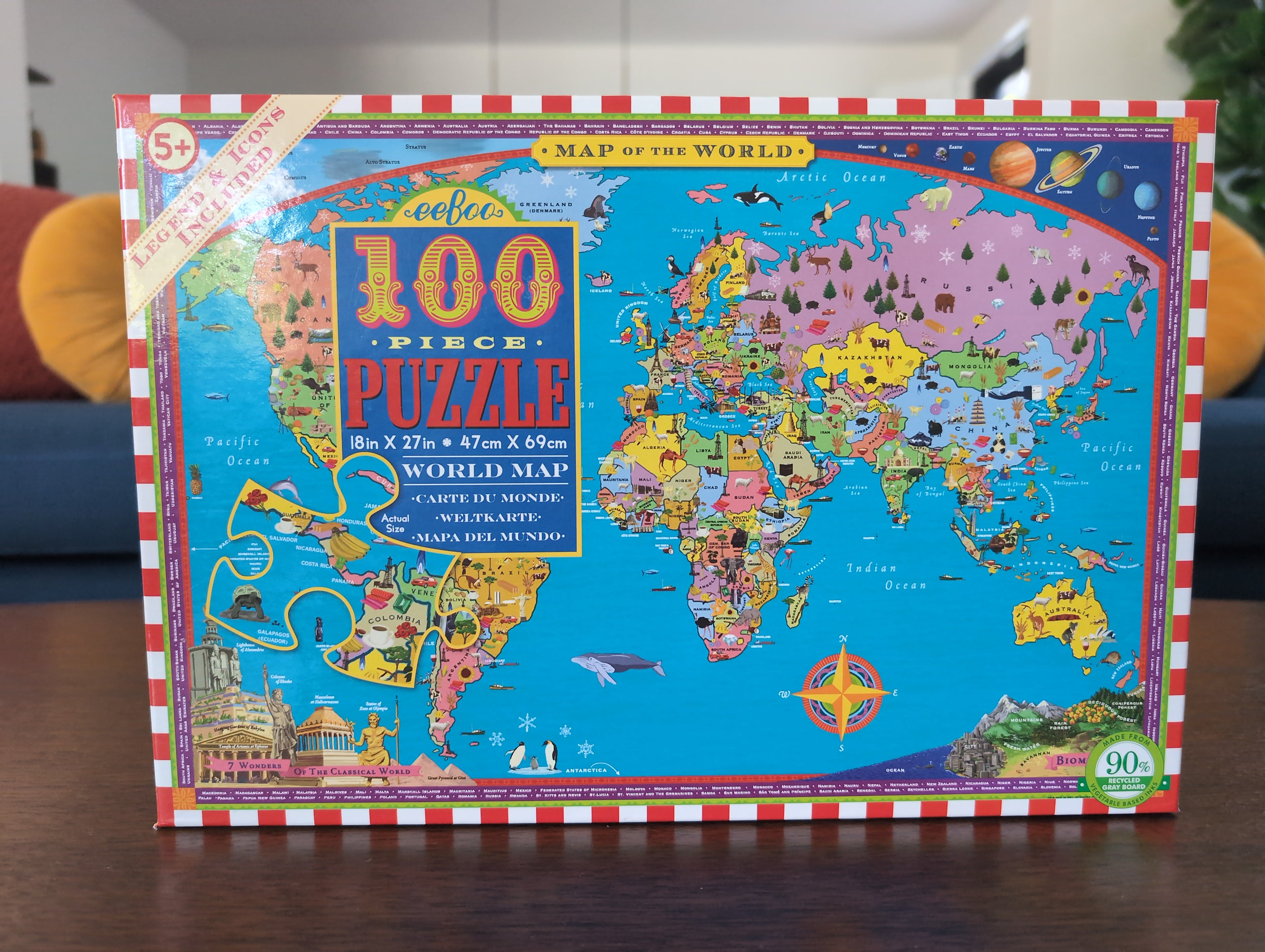 'World Map,' 100-piece puzzle, eeBoo