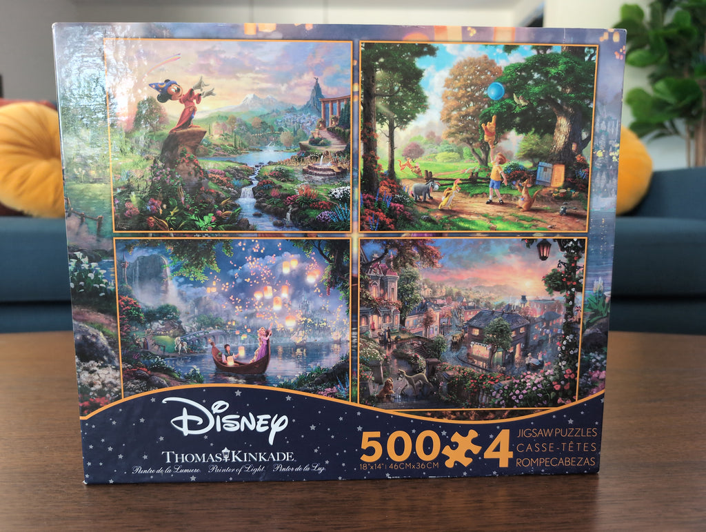 Disney/Thomas Kinkade (Fantasia, Winnie, Tangled, Lady and the Tramp), 4 pack of 500-piece puzzles, Ceaco