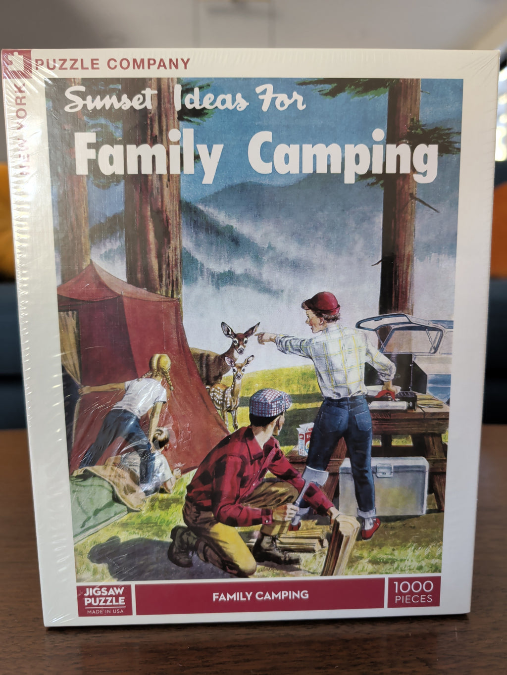 Family Camping - Sunset Cover, 1000-piece puzzle, New York Puzzle Company