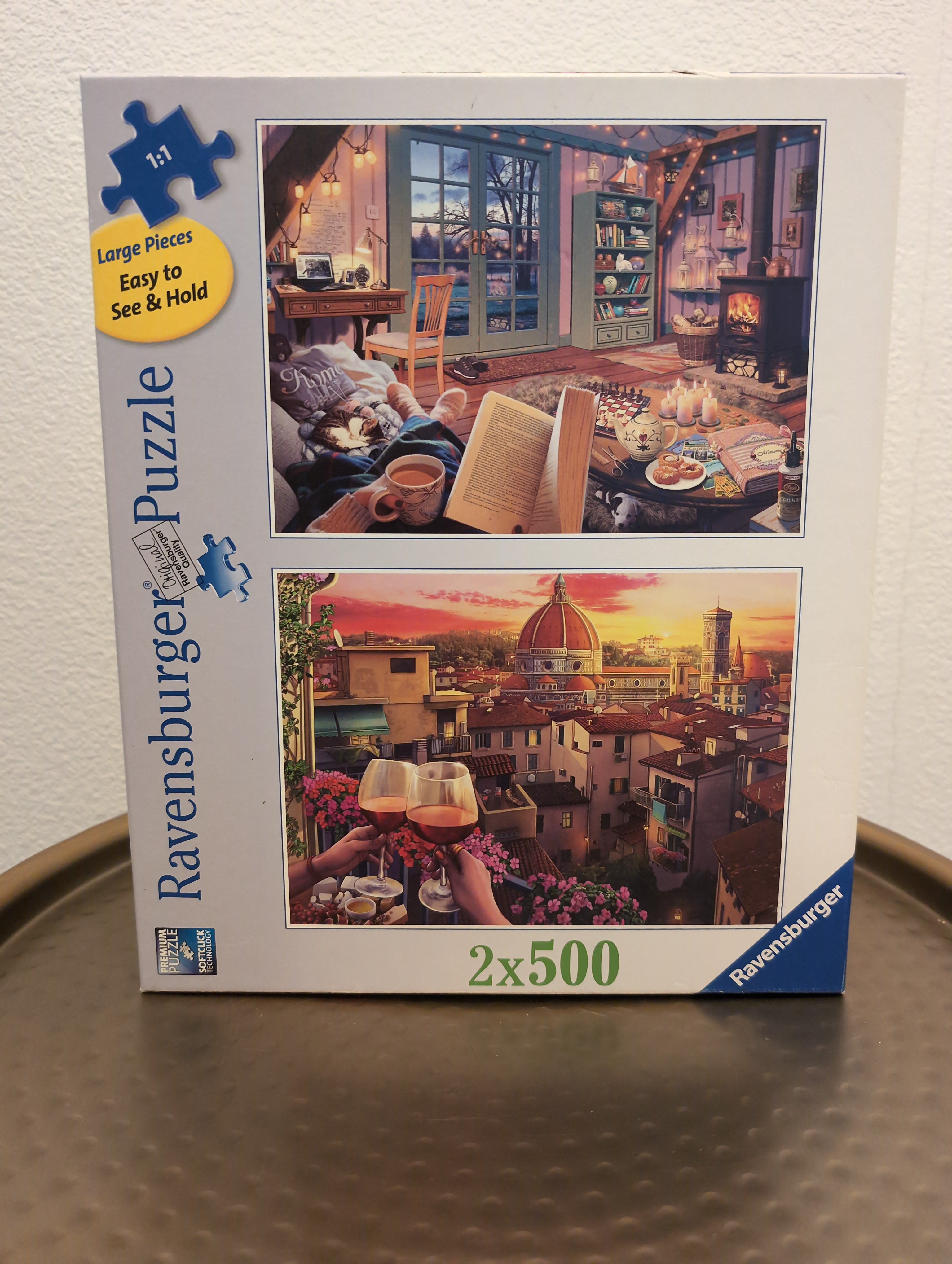 Cozy Retreat & Cozy Wine Terrace, 2 x 500-piece puzzles, Ravensburger