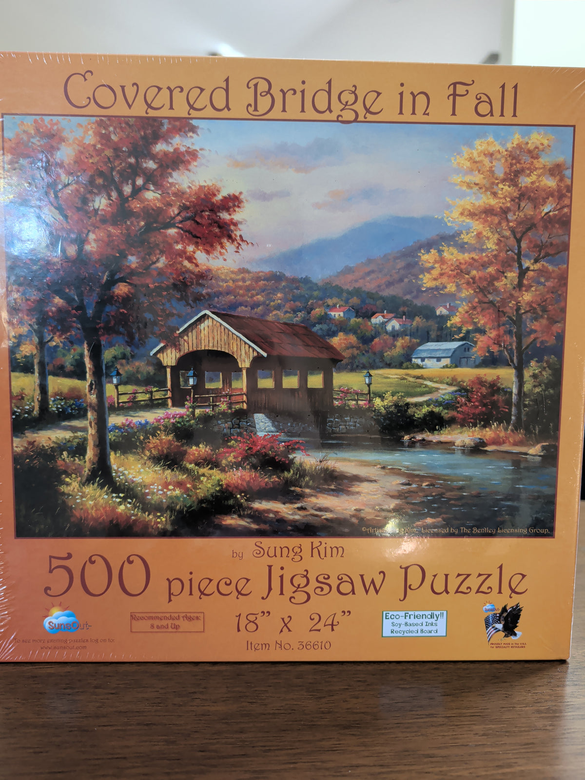Covered Bridge in Fall, 500-piece puzzle, SunsOut