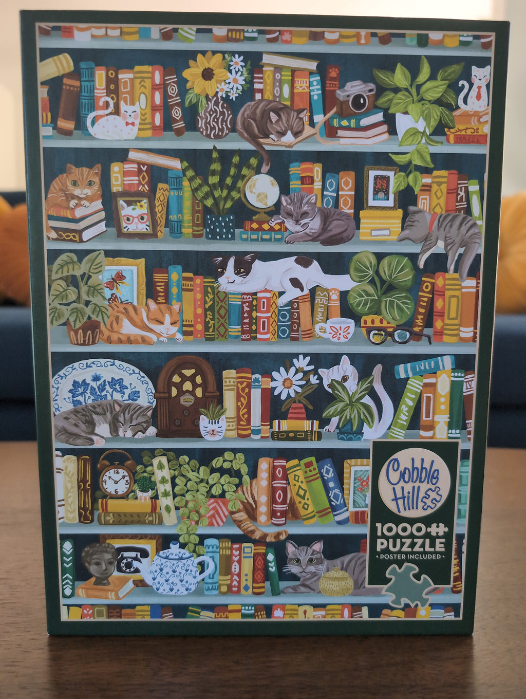 The Purrfect Bookshelf, 1000-piece puzzle, Cobble Hill