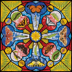 Butterfly Rose Window - David Cohen, 1000-piece puzzle, Pomegranate