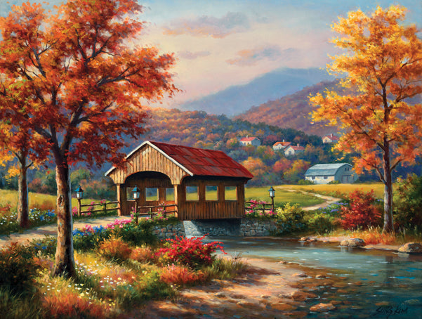 Covered Bridge in Fall, 500-piece puzzle, SunsOut