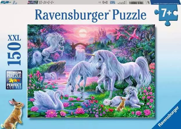 Unicorns in the Sunset Glow, 150-piece kids' puzzle, Ravensburger